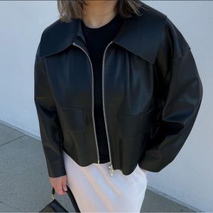 H&M PREMIUM SELECTION Vegan Leather Jacket Sz XS-M $125